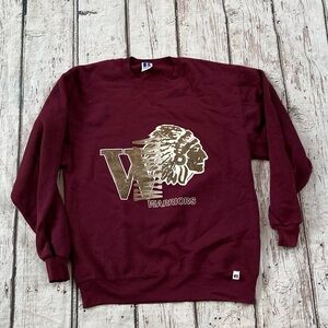 Vintage 1980s Warriors Sports Russell Athletic 80s Crewneck Pullover Sweatshirt